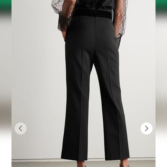 NWT RED VALENTINO Velvet-trimmed grain de poudre flared pants - Picture 4 of 15